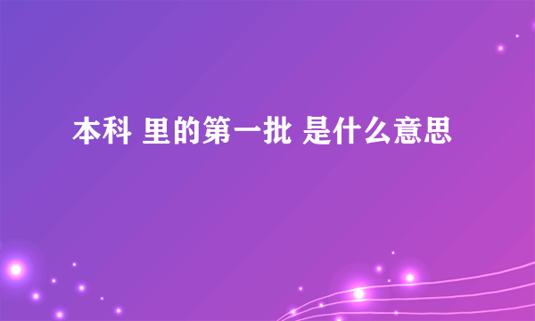 本科 里的第一批 是什么意思