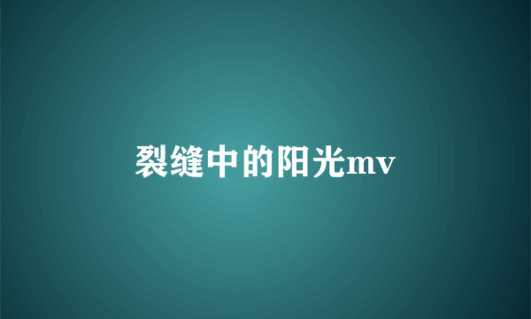 裂缝中的阳光mv