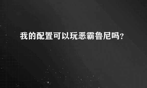 我的配置可以玩恶霸鲁尼吗？