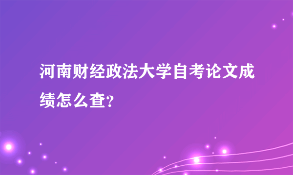 河南财经政法大学自考论文成绩怎么查？