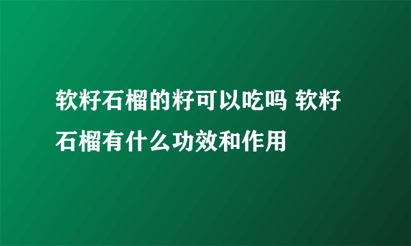 软籽石榴的籽可以吃吗 软籽石榴有什么功效和作用