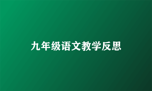 九年级语文教学反思