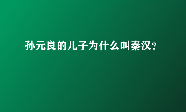 孙元良的儿子为什么叫秦汉？