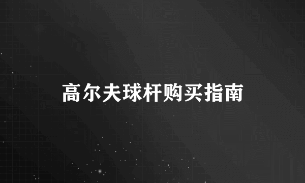 高尔夫球杆购买指南