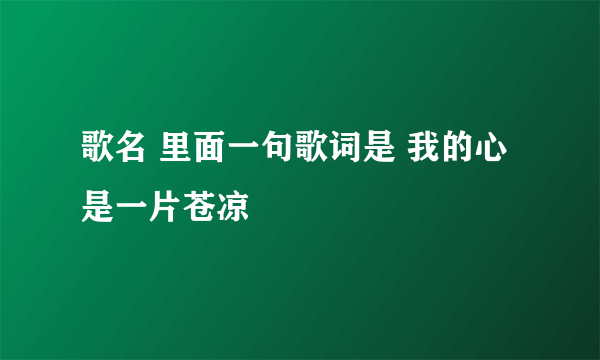 歌名 里面一句歌词是 我的心是一片苍凉