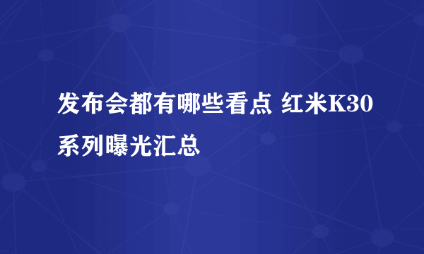 发布会都有哪些看点 红米K30系列曝光汇总