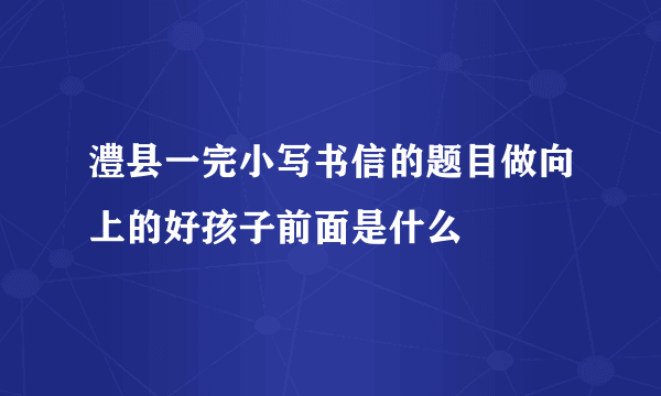 澧县一完小写书信的题目做向上的好孩子前面是什么