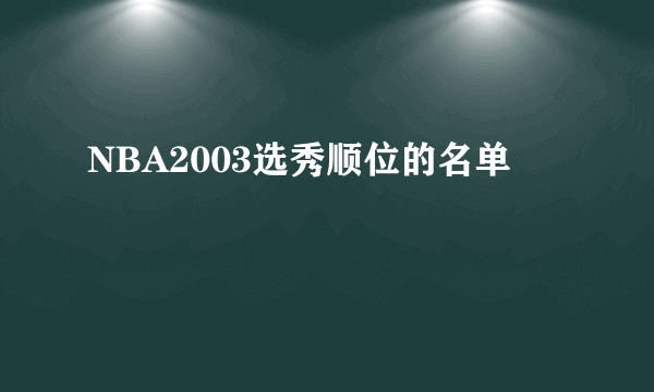 NBA2003选秀顺位的名单