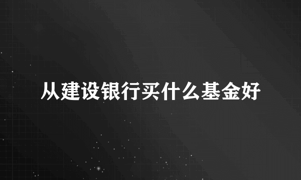 从建设银行买什么基金好