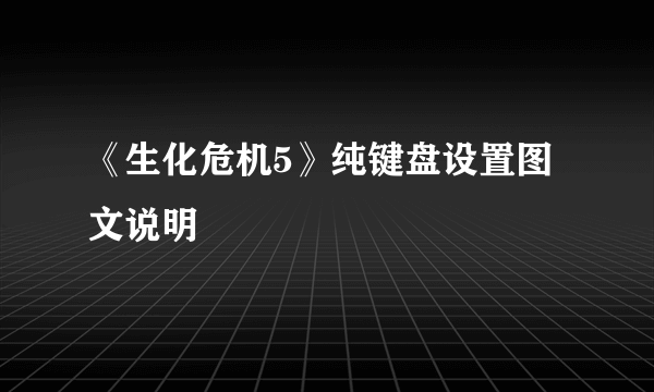 《生化危机5》纯键盘设置图文说明