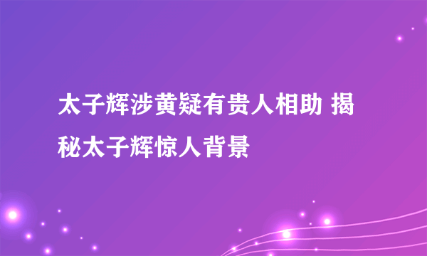 太子辉涉黄疑有贵人相助 揭秘太子辉惊人背景