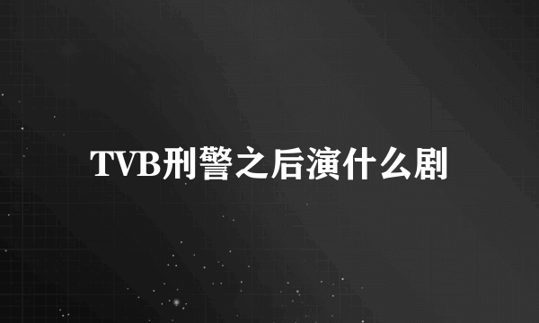 TVB刑警之后演什么剧