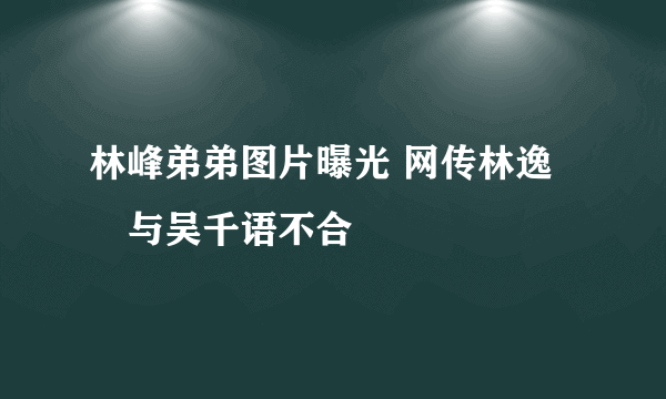 林峰弟弟图片曝光 网传林逸洺与吴千语不合