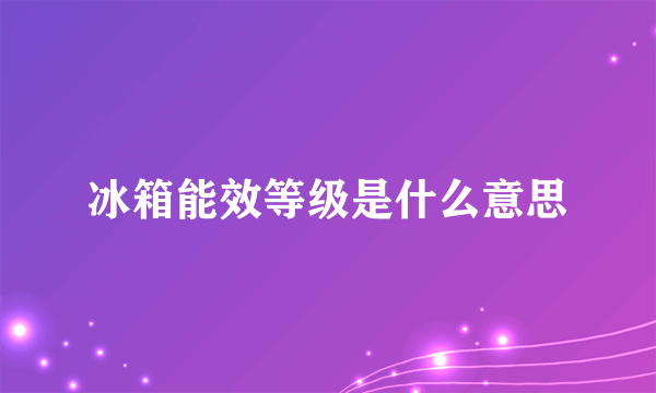 冰箱能效等级是什么意思