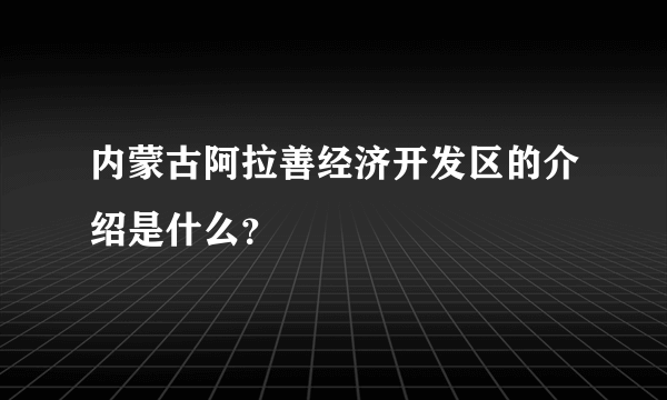 内蒙古阿拉善经济开发区的介绍是什么？