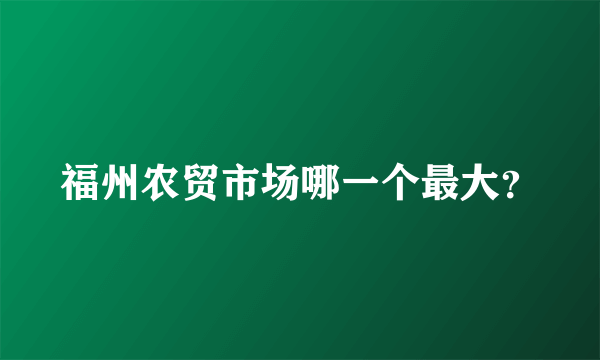 福州农贸市场哪一个最大？