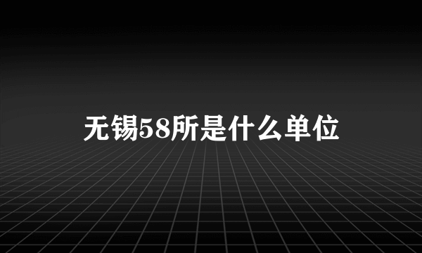 无锡58所是什么单位