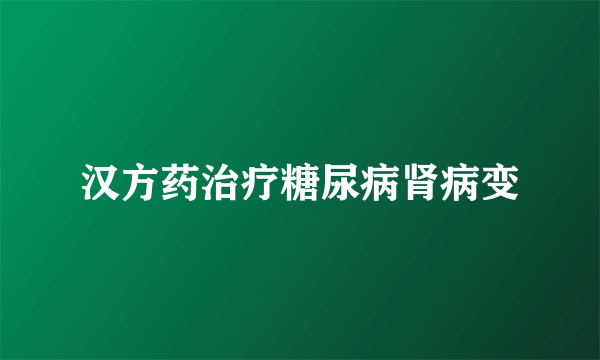 汉方药治疗糖尿病肾病变