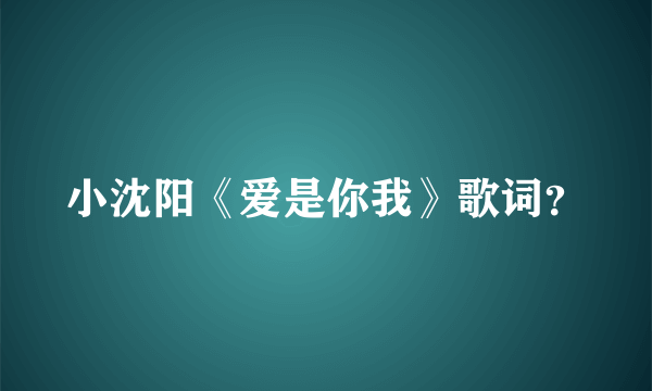 小沈阳《爱是你我》歌词？