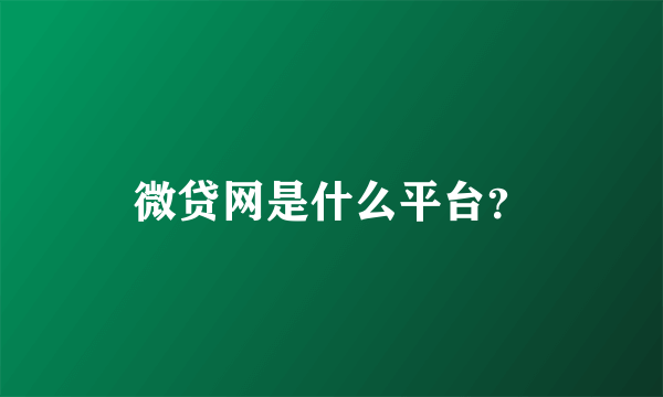 微贷网是什么平台？