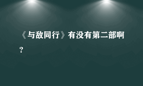 《与敌同行》有没有第二部啊？