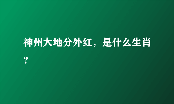 神州大地分外红，是什么生肖？