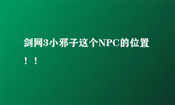 剑网3小邪子这个NPC的位置！！