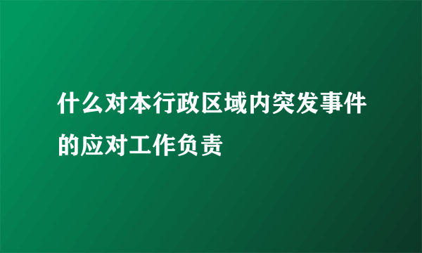 什么对本行政区域内突发事件的应对工作负责