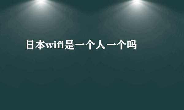 日本wifi是一个人一个吗