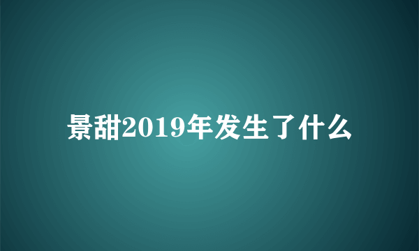 景甜2019年发生了什么