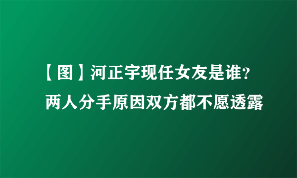 【图】河正宇现任女友是谁？ 两人分手原因双方都不愿透露