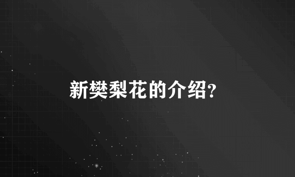 新樊梨花的介绍？