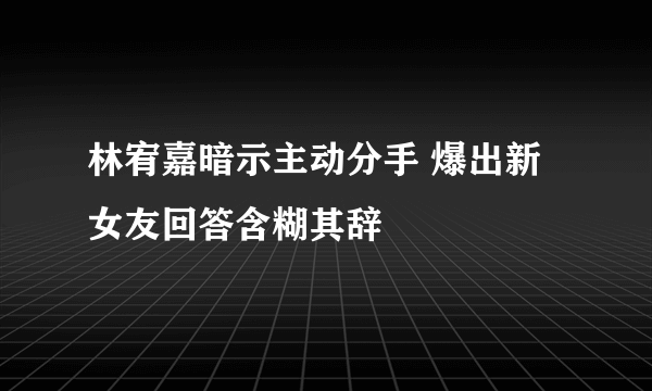 林宥嘉暗示主动分手 爆出新女友回答含糊其辞