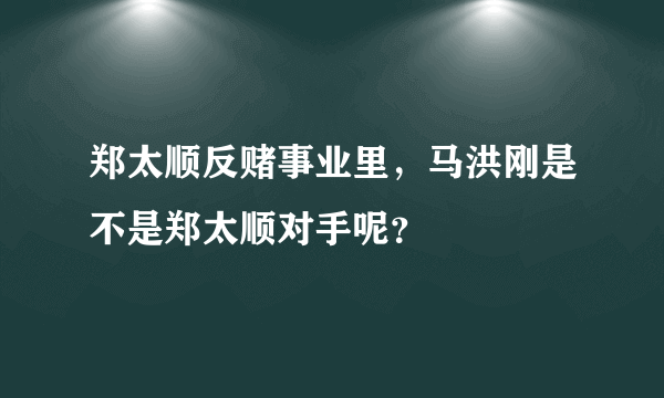 郑太顺反赌事业里，马洪刚是不是郑太顺对手呢？