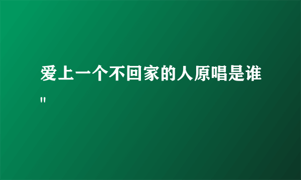 爱上一个不回家的人原唱是谁