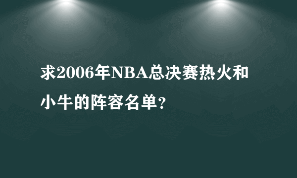 求2006年NBA总决赛热火和小牛的阵容名单？