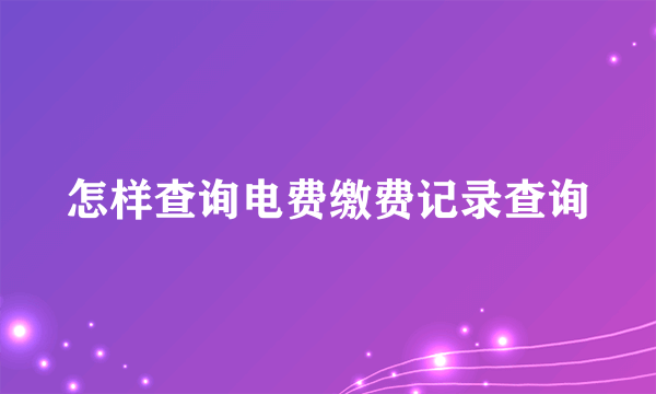 怎样查询电费缴费记录查询