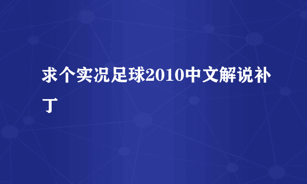 求个实况足球2010中文解说补丁