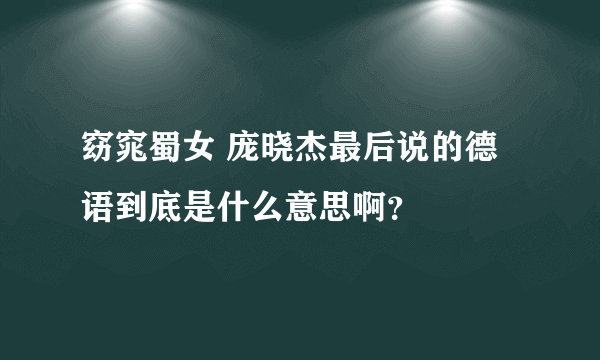 窈窕蜀女 庞晓杰最后说的德语到底是什么意思啊？