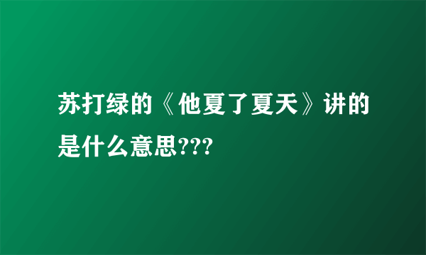 苏打绿的《他夏了夏天》讲的是什么意思???