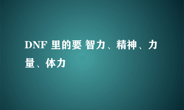 DNF 里的要 智力、精神、力量、体力