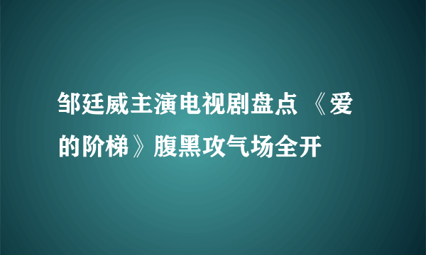 邹廷威主演电视剧盘点 《爱的阶梯》腹黑攻气场全开