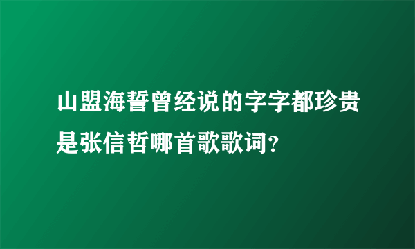 山盟海誓曾经说的字字都珍贵是张信哲哪首歌歌词？