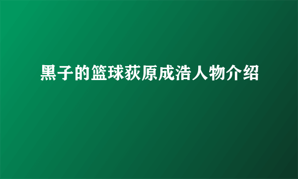 黑子的篮球荻原成浩人物介绍