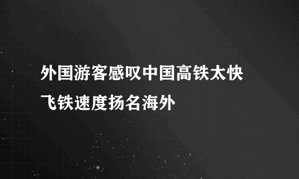 外国游客感叹中国高铁太快 飞铁速度扬名海外