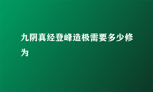 九阴真经登峰造极需要多少修为