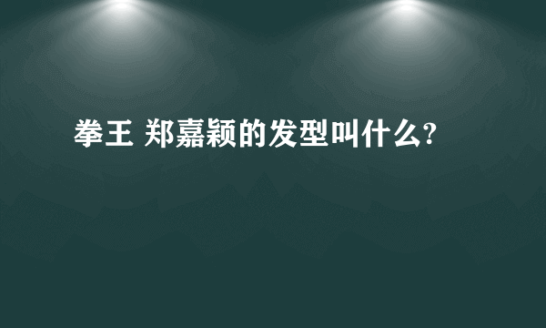 拳王 郑嘉颖的发型叫什么?