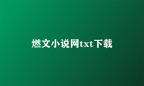 燃文小说网txt下载