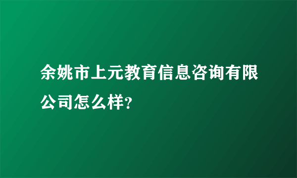 余姚市上元教育信息咨询有限公司怎么样？