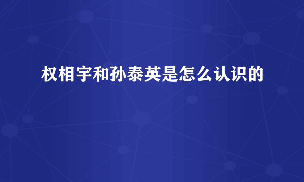 权相宇和孙泰英是怎么认识的